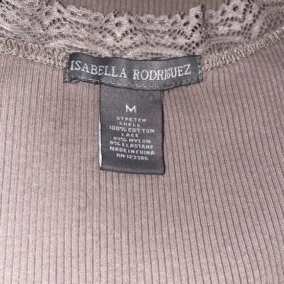 New Isabella Rodriguez Scalloped Lace Longer Cotton Knit Sleeveless Top Tank - Picture 7 of 8